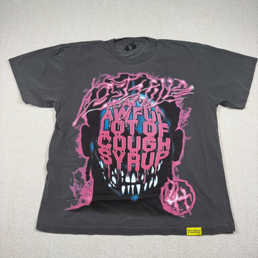 Lost Hills x Thats A Awful Lot Of Cough Syrup T-Shirt XL Desto Dubb Black Pink‎